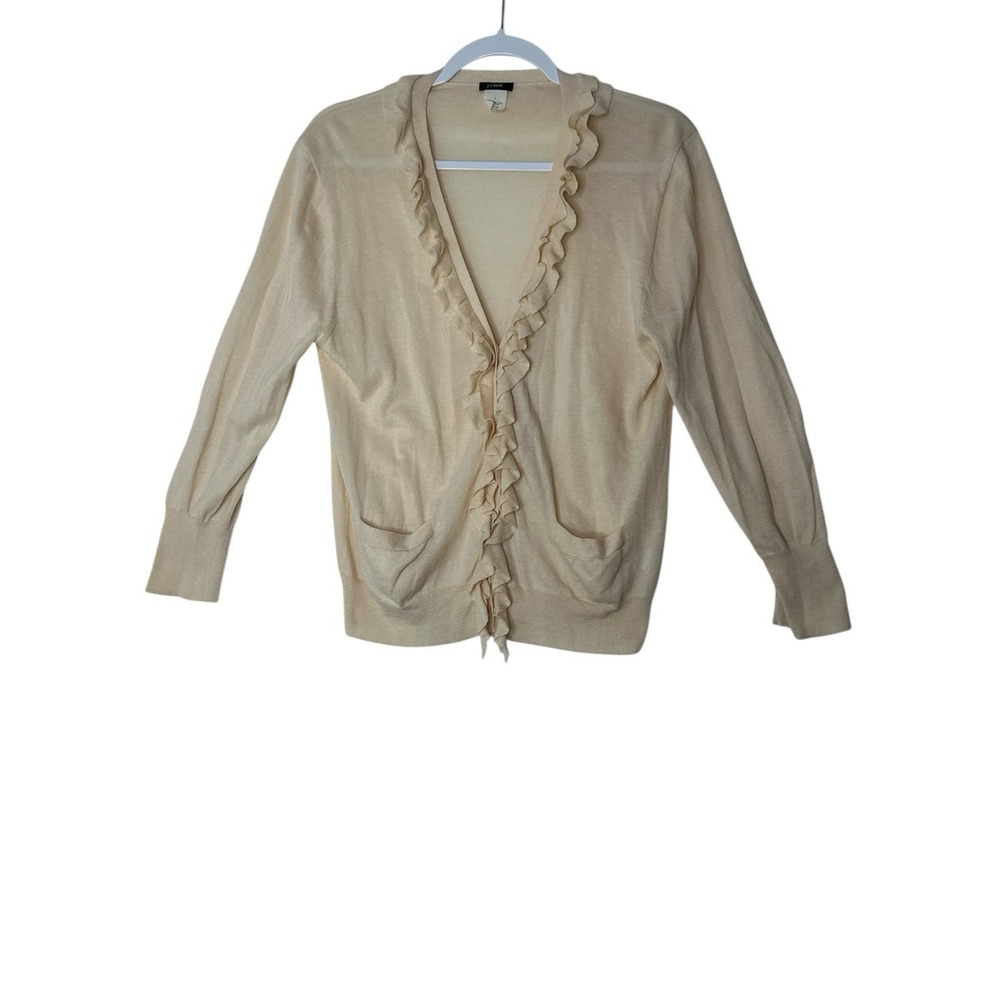 J Crew Cardigan Sweater Women Large Button Up Long Sleeve Knit Career Minimalist